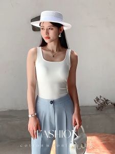【SG stock】Square neck Bra Top Padded V Back Tank Top Rib knit material top BT52