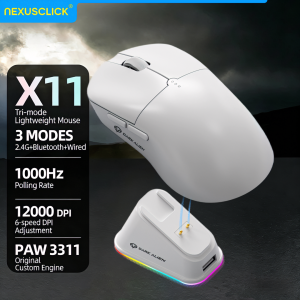 NexusClick X11/X11Pro/X3 Wireless Gaming Mouse 3 Modes RGB BacklightPAW3311 Sensor12000DPI400IPS PC Esports Mice for Gamer