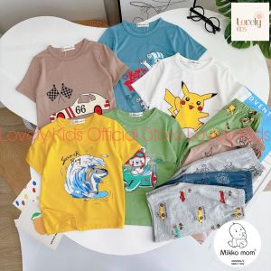 [Mới Về] Đồ Bộ Quần Áo Cộc Tay Mặc Nhà cho Bé Trai Bé Gái MIKKO MOM  Đồ Bộ Ngắn Tay Mùa Hè Cho Trẻ Em Trai Gái CỘC BT Lovely Kids Official Store