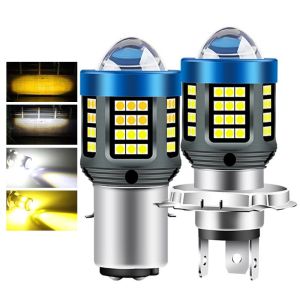Đèn Pha LED Xe Máy 1 Chiếc H4 BA20D H6 CSP Hai Màu Trắng Vàng Đèn Sương Mù Đèn Chạy Ban Ngày Cho Xe Tay Ga 6000K 12V