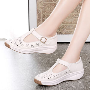 Platform Sandals Womens Toe Wedge Shoes Summer New Hollow Mom Shoes Summer Soft-soled Womens Shoes