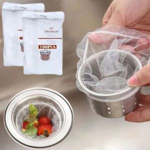 100pcs Disposable Sink Strainer Mesh Bag Strainer Garbage Filter Drain Hole Garbage Bag Kitchen Bathroom Cleaning Supplies
