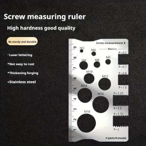 304 Stainless Steel Screw Measuring Gauge Set - Precision Thread Pitch & Bolt Size Caliper Tool | M12 Diameter Ruler | Ideal Fat