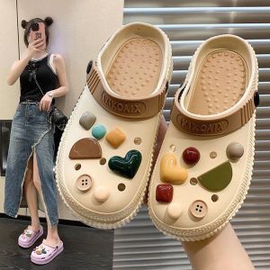 Womens Summer Outdoor Wear Hole Shoes Breathable Cute Nurse Anti-slip Soft Bottom Beach Head Cover Half Slippers Sandals