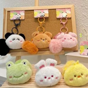 Adorable Plush Doll Keychain Press Beeping Animal Doll Girls Kid Cute Stuffed Panda Frog Rabbit Keyring Schoolbag Phone Bag Pendant Couple Gift