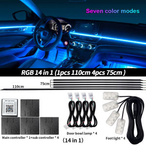6/10/14/18 in 1 Led Acrylic Car Ambient Light RGB 213 Color Symphony Acrylic APP Streamer Atmosphere Lamp Kit One Zone Dual Zone