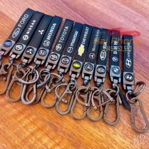 Móc khóa ô tô kèm dây da có logo hãng Honda- Hyundai- Toyota- Mazda- Kia- Ford- Mitsubishi cao cấp