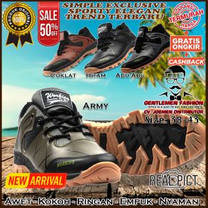Sepatu Gunung Kulit Pria Premium Jahitan Rapih Kuat Awet Ringan Empuk Nyaman Anti Slip Kerja Boots Boat Boot Formal Hiking Biker Olahraga Outdoor Joging Lari Kasual Casual Import Pria Cowok Cowo Laki Laki Dewasa Kekinian Terbaru T.11