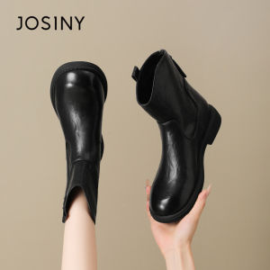 Josiny | Thick Heel Winter Wool Lined Ankle Boots Brown