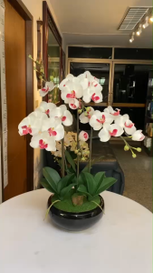 กระถางกล้วยไม้ประดิษฐ์ กล้วยไม้ฟาแลนพร้อมกระถาง กระถางดอกไม้ปลอมตกแต่ง