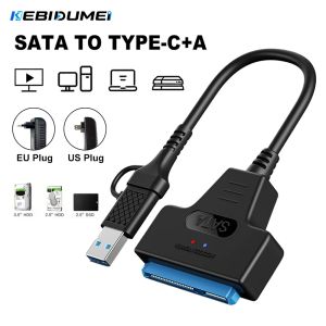 KEBIDU | Kebidumei SATA to USB3.0 Type C Adapter Cable SATA III Hard Drive Disk Converter with 12V Power Adapter for 3.5/2.5 Inch SSD HDD