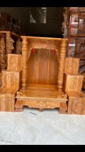 Bục tam cấp gỗ xoan tự nhiên khắc chữ Phúc Lộc Thọ đặt bàn thờ thần mặt 16cm 18cm 20cm (1 cái)