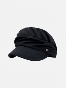 Vintage Thin Beret Black Small Face Hat