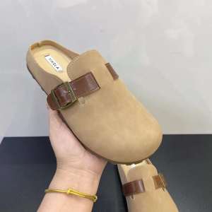 Dép Lông Thỏ Đế Dày Hai Khuy Mùa Đông Cho Nữ Dép Lông Cừu Đế Cao Su Đế Xuồng Lót Lông Cừu