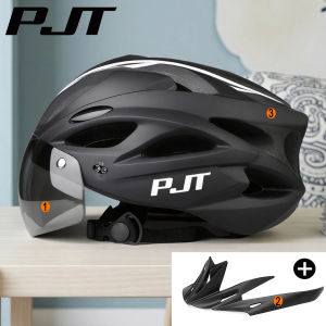 PJT Lightweight Breathable Bicycle Helmet With Magnetic Attraction Goggles Lens Bike Helmet Free Switching Adult Cycling Helmet