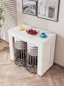 Multifunctional Expandable Solid Wood Rock Table Dinner Party Dining Table Home Use Foldable Table Modern Simple Style Rectangular Table