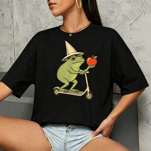 Sanrio | Off To Actively Monitor Frog Weirdcore Meme Saying T-Shirt Summer Aesthetic T-Shirts Cotton Trending Tshirt for Mens Tees Tops