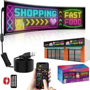 Smart LED Matrix Panel Scrolling Bright Advertising USB 5V Bluetooth App Remote Controlled Sign Light Programmable LED Car Sign