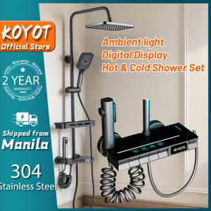 KOYOT Ambient Light & Digital Display Hot and Cold 4 in 1 Shower Set with Faucet Bidet Rain Shower