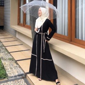 gamis wanita nabila hitam jetblack