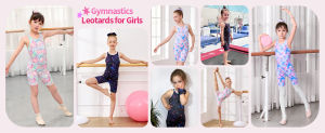 CHARMO Gymnastics Leotards for Girls Dance Unitard Biketards with Shorts Racerback Tumbling Outfits