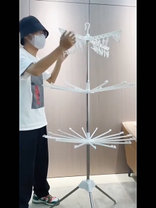 Foldable Clothes Hanger Rack – Heavy Duty Tripod Drying Rack for Baby Laundry Underwear Socks with Clips & Pegs for Balcony Indoor & Outdoor