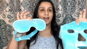 DAMALON (1* Eye Mask+1*Face Mask) Cold Gel Beads Face Eye Mask Mengurangi Bengkak di Wajah Lingkaran Hitam Manik-manik Gel Kompres Panas dan Dingin SPA Wajah untuk Wanita yang Sedang Tidur Tekanan Sakit Kepala Perawatan Kulit Perawatan Pasca Lase