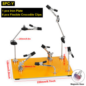 Toolour Magnetic Helping Hands Soldering Tool with 6 Metal Flexible Arms PCB Holder Third Hand Tool for Electronics Repair