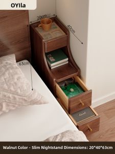 OYIla | Retro Narrow and Solid Wood Style Nightstand