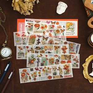 (6 Lembar) Stiker Tanaman Estetik DIY Design Dekorasi Buku Scrapbook Kreatif STK2008