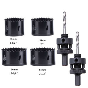 6PCS M42 Black Hole Saw Set 38 51 54 64 68mm Heavy Duty Pipe Cutter Plumber Drilling Tool for Wood Plastic Thin Metal