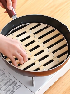 25CM Multifunction Steamer Dumpling Fish Ball Cooking Round Bamboo Steamer Food Rack Kitchen