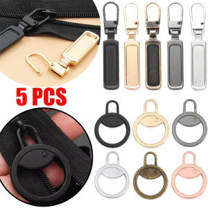 5Pcs Metal Detachable Zipper Puller Universal Replacement Zipper Head Repair Kit for Luggage Purse Bags Clothes Zipper Slider