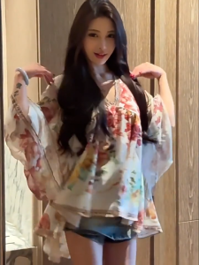 Korean Style Womens Loose Chiffon Long-Sleeved Shirt Womens Shirt