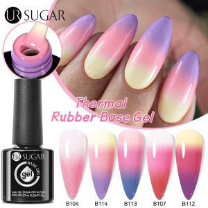UR SUGAR 7ml Auroras Thermal Rubber Base Gel Polish Gradient Color Changing Chrome Gold Glitter Soak Off UV LED Nail Art Varnish