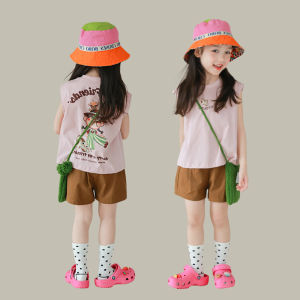 Girl Cartoon Print Sleeveless Vest T-shirt 2024 Summer New Arrival Baby Girl K-style Loose Casual Top Tide