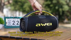 Awei KA16 Double Horn Portable Bluetooth Speaker RGB Light Outdoor Speaker with 6000mAh High-Capacity Handheld Design Support Battery Level Indication