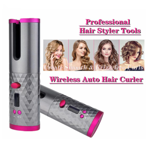 FOCANO Wireless Electric Hair Curler Portable Travel Home Use 6 Timing 6 Temp. LED Cordless Automatic Hair Curler for Curls or Waves