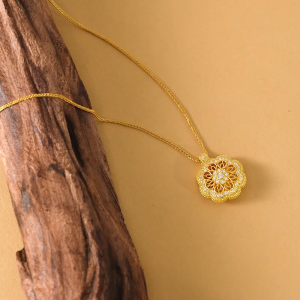 Chow Sang Sang 周生生 999 24K Pure Gold Diamond Cultural Blessings Buddhist Mandala Necklace for Women 47cm 95563N
