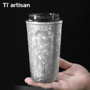 Tiartisan PURE TITANIUM ประณีต Double-Walled ขวดน้ําถ้วยกาแฟพรีเมี่ยมน้ําแข็งคริสตัลพื้นผิวชาแก้ว 400ml 500ml