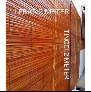 TIRAY KEREY BAMBU OUTDOR PLITUR&VERNIS SIZE UKURAN L  2M X T 2M LENGKAP TALI PENGGULUNG Glossy