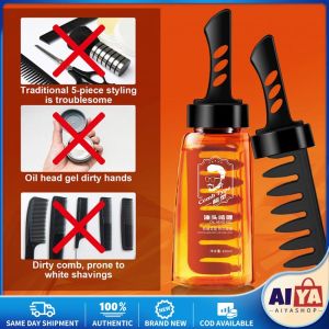 ★Same Day Shipping★ Professional 2 In 1 Hair Wax Gel with Comb Long-lasting Fluffy Hair Pomade Wax Hair Styling Gel for Men Salon Tool Men-Wax-with-Comb