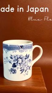 [Hàng Hiếm Japan 100% New] Keito - Blue Bloral - 01 Chiếc Ly (Cốc) Có Quai Lam Hoa