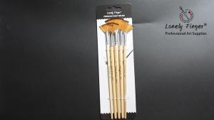 Bộ 5 Cọ Vẽ Lông Nylon Mềm Có Tay Cầm Bằng Gỗ Dùng Cho Tranh Sơn Dầu Màu Nước Gouache 21-23cm