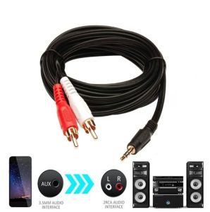 3.5 MM Male Jack to AV 2 RCA Male 1.5 Meter Stereo Music Audio Cable Cord AUX For Mp3 Pod Phone TV Sound Speakers