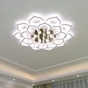 Lampu Gantung Kristal Lampu Plafon Modern LED 3 Warna Langit-langit Untuk Ruang Tamu Kamar Tidur Ruang Makan MOOISHC