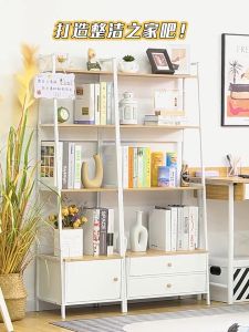 WAROOM Bookshelf Home Leberg Storage Rack With Cabinet Nordic MultiLayer Book shelf Living Room Storage Shelf Rak Besi Rak Buku Serbaguna 书架