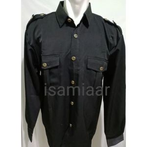 1 stel Seragam satpam safari hitam lengan pendek panjang bahan twist cod