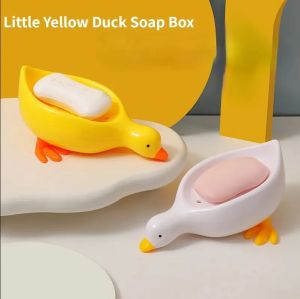 2pcs Yellow Duck Shape Soap Box Cartoon Soap Dish Drainable Soap Holder Soap Container Soap Dish for Tray Bathroom Accessories