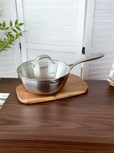 Chảo Sâu Lòng Inox 18/10 Chockmen Kèm Vung Kính Size 20-24-28cm Dùng Được Trên Mọi Bếp